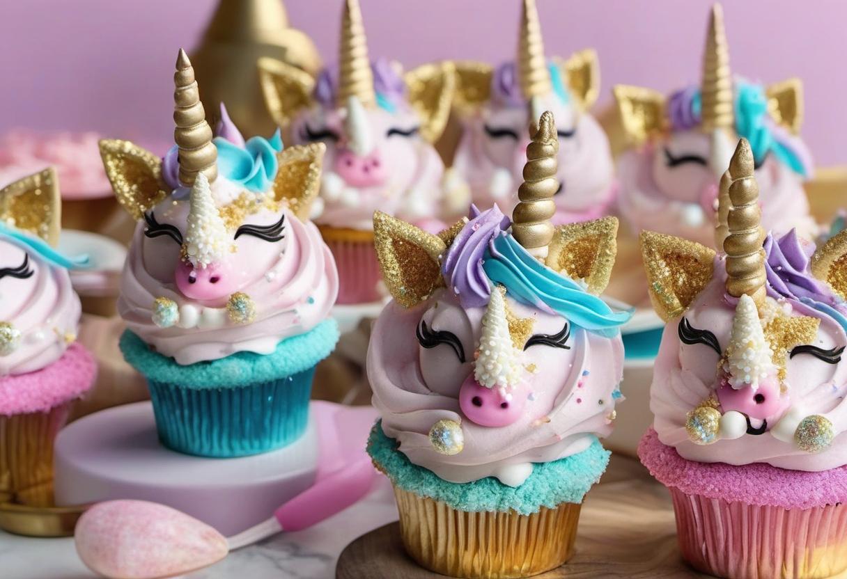 Image showing the final output answering the question: How do I create adorable unicorn cupcakes that sparkle and shine.