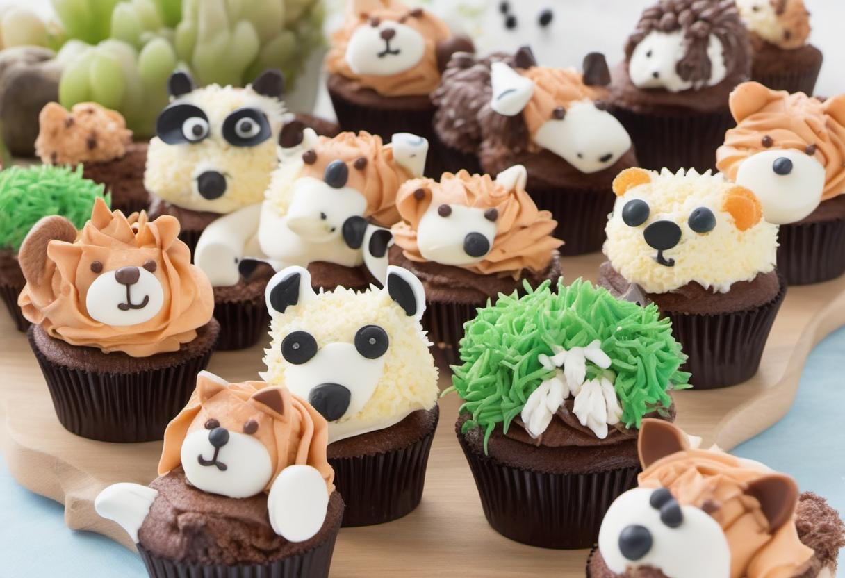 Image showing the final output answering the question: How do I create adorable animal-themed cupcakes for a kids party.