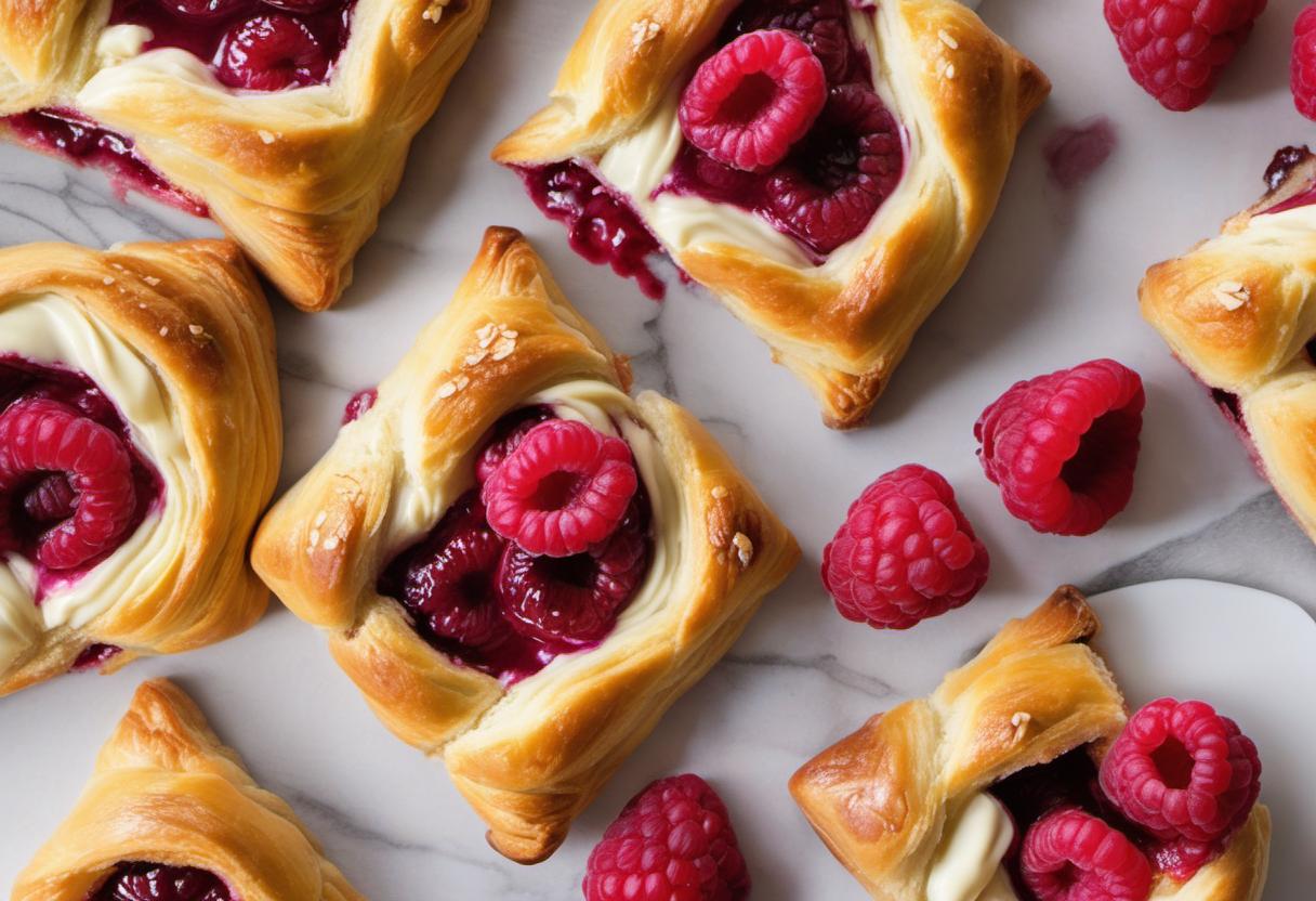 Image showing the final output answering the question: How do I create a delectable raspberry and cream cheese danish pastry.
