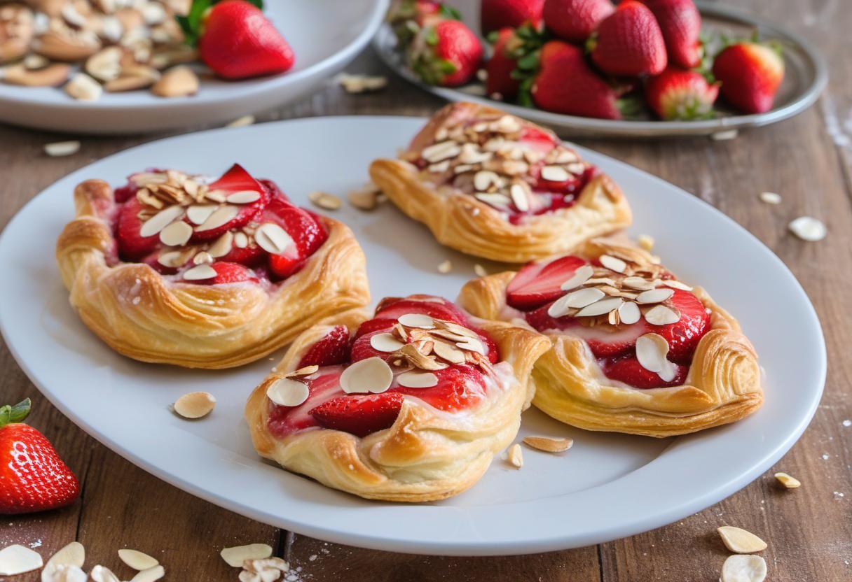 Image showing the final output answering the question: How do I create a mouthwatering strawberry almond danish pastry.
