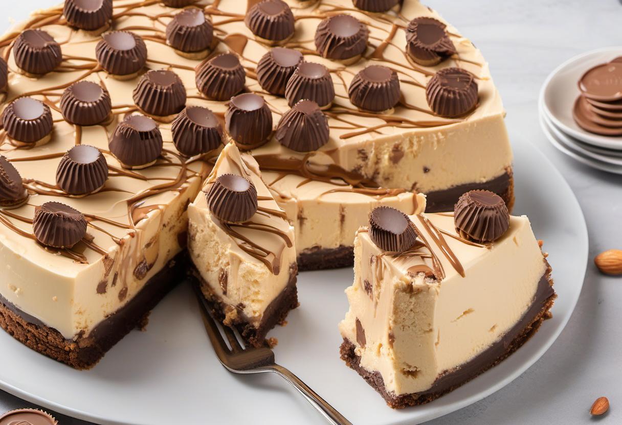 Image showing the final output answering the question: How do I whip up a Peanut Butter Cup Cheesecake.