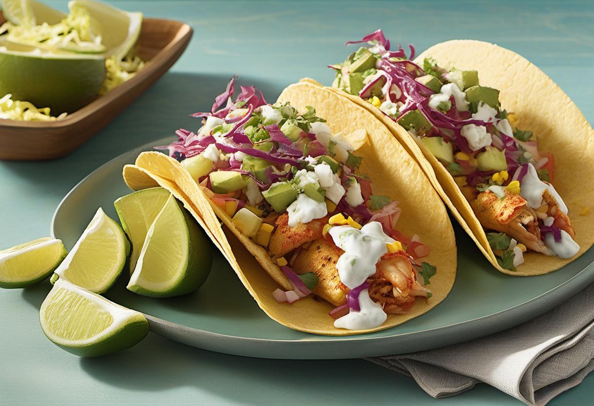 Image showing the final output answering the question: How do I whip up a zesty fish taco.