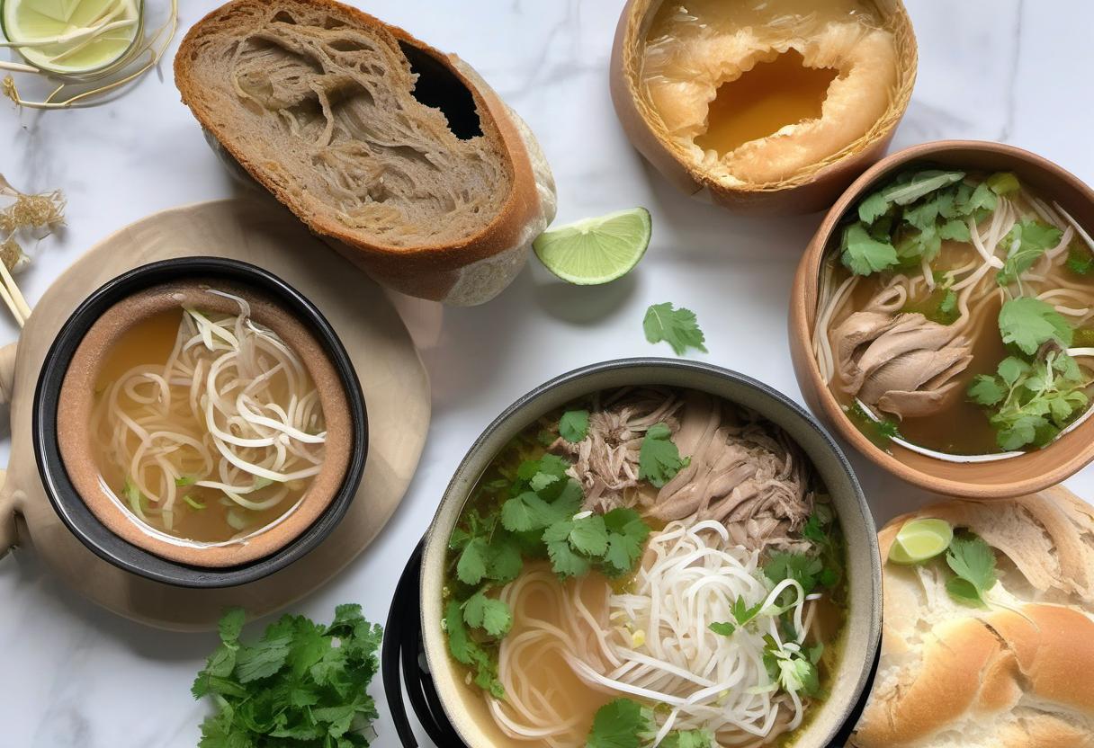 Image showing the final output answering the question: How do I make a flavorful Pho Broth for my Bread Bowl.