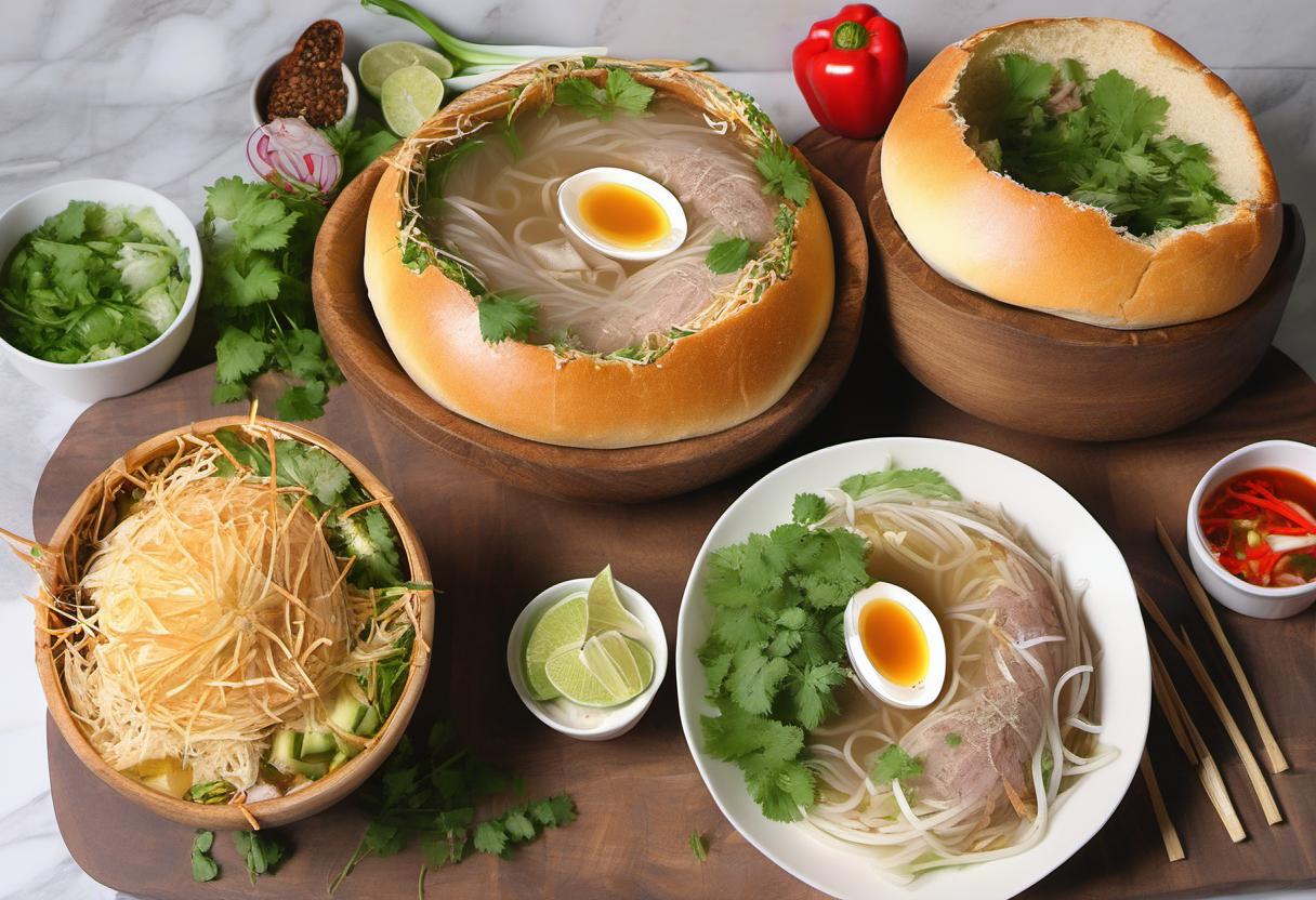 Image showing the final output answering the question: How do I serve my Pho in a Bread Bowl like a pro.