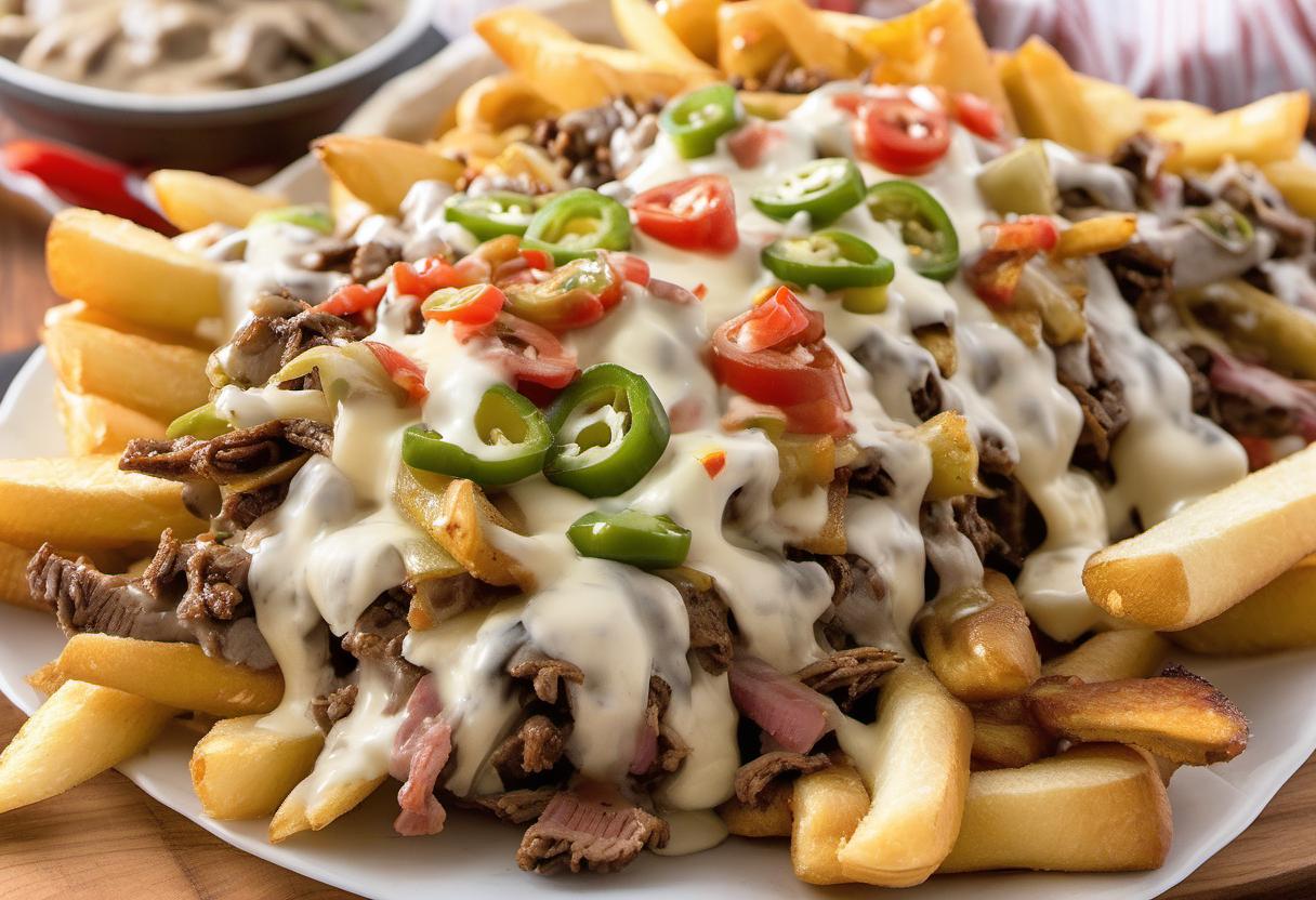 Image showing the final output answering the question: How do I make loaded Philly cheesesteak fries.