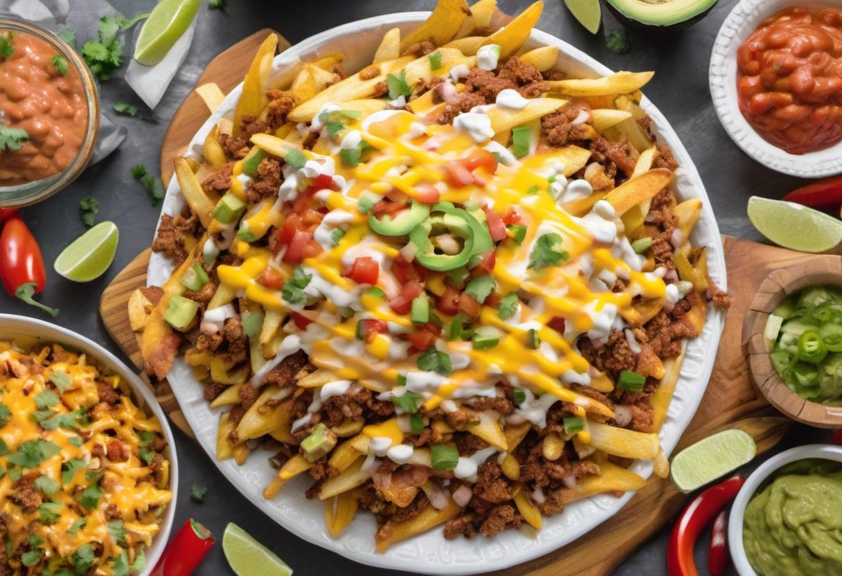 Image showing the final output answering the question: How do I make loaded Tex-Mex fries.