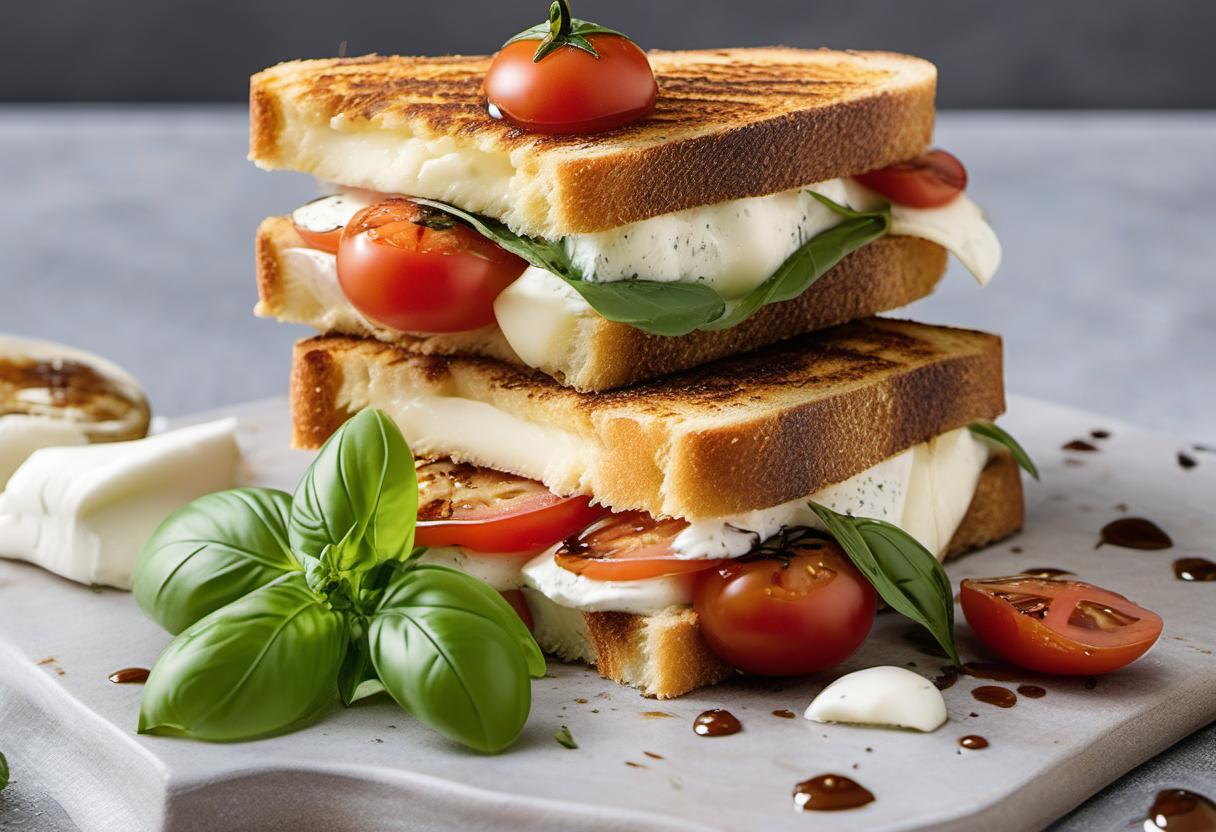Image showing the final output answering the question: How do I prepare a mouthwatering caprese toastie.