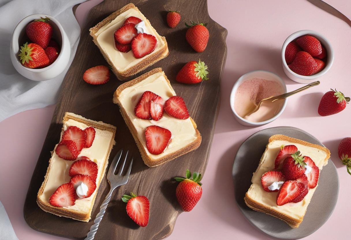 Image showing the final output answering the question: How do I create a heavenly strawberry cheesecake toastie.