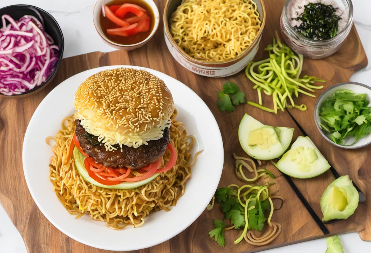 Image showing the final output answering the question: How do I make a Ramen Burger.