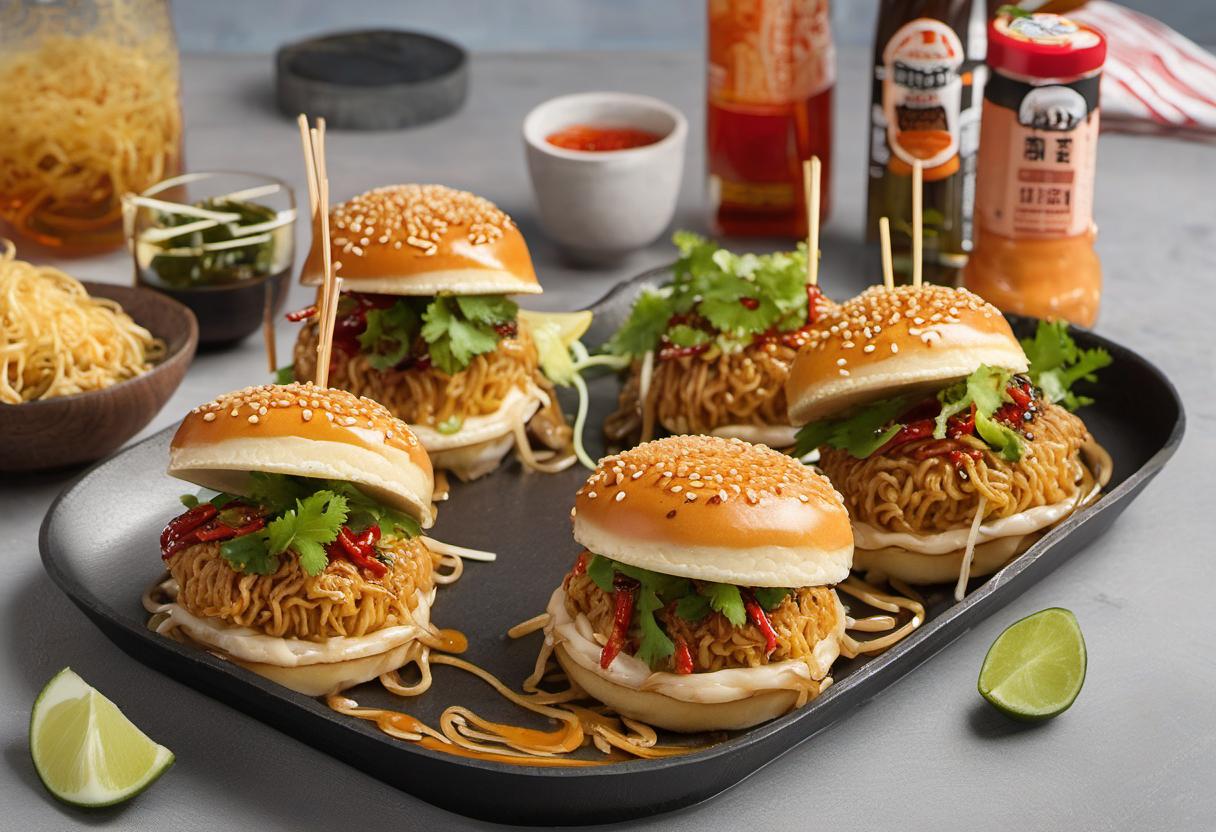 Image showing the final output answering the question: How do I add a spicy kick to my Ramen Burger.
