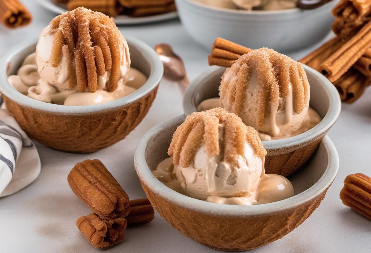 Image showing the final output answering the question: How do I make churro ice cream bowls.