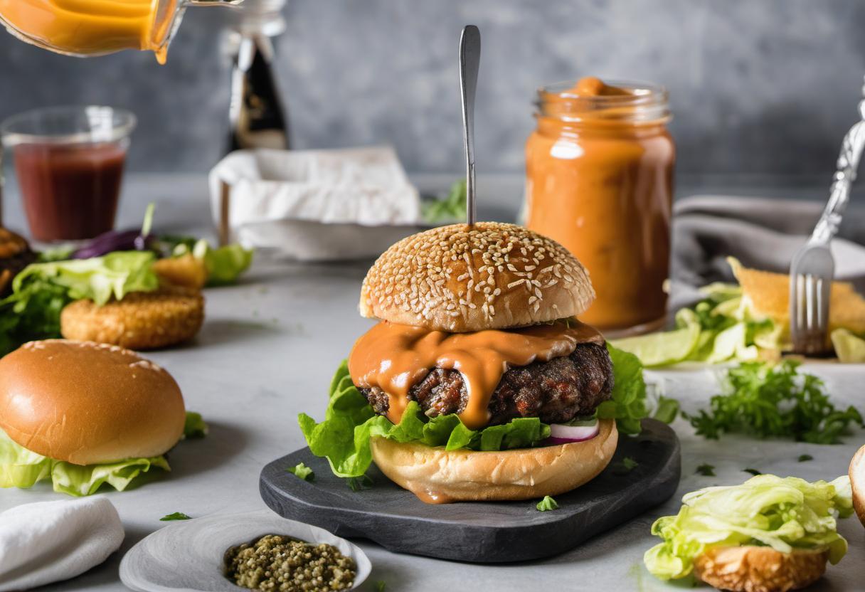 Image showing the final output answering the question: How do I make a delicious Fancy Vegan Burger sauce.