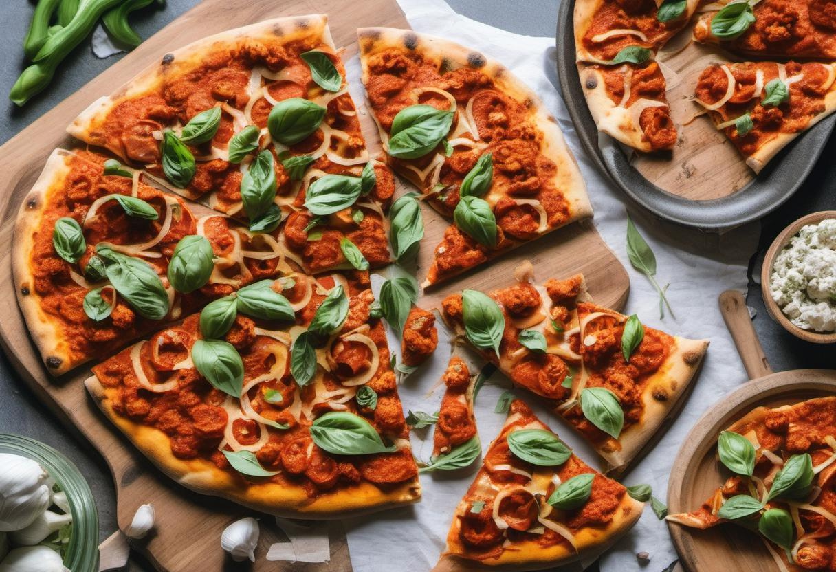 Image showing the final output answering the question: How do I whip up a delicious Vegan Buffalo Pizza.