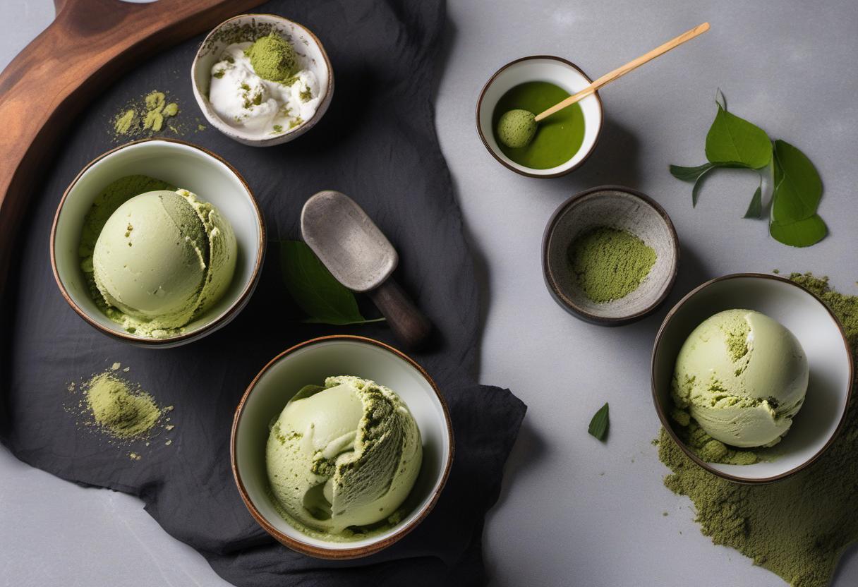 Image showing the final output answering the question: How do I make dreamy matcha green tea vegan ice cream.