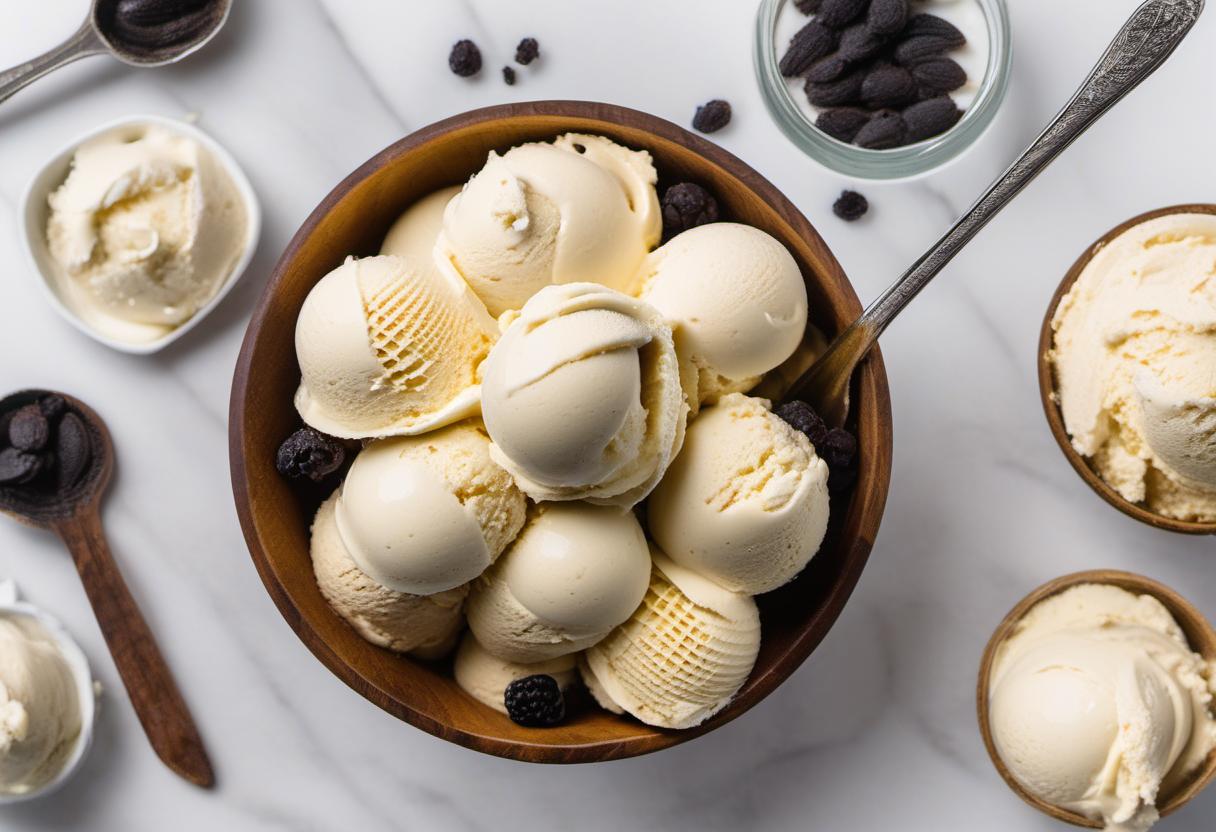 Image showing the final output answering the question: How do I churn up vanilla bean vegan ice cream.