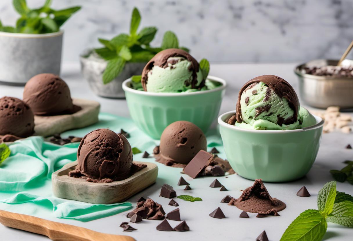 Image showing the final output answering the question: How do I mix up refreshing mint chocolate chip vegan ice cream.