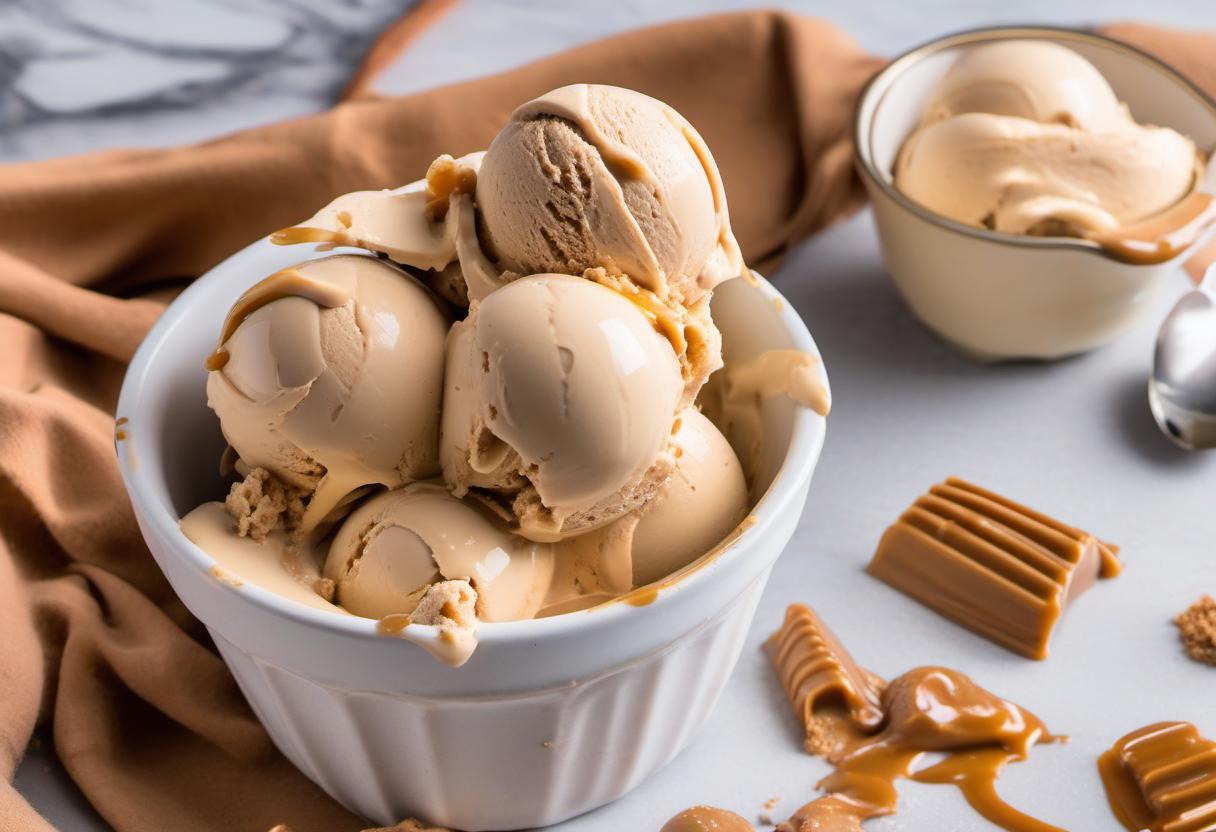 Image showing the final output answering the question: How do I create decadent salted caramel vegan ice cream.