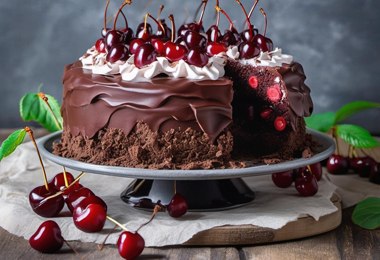 Image showing the final output answering the question: How do I prepare a raw vegan black forest cake.
