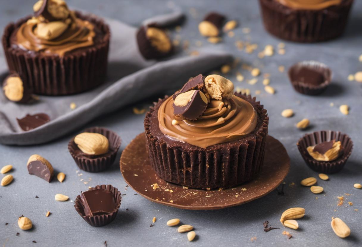 Image showing the final output answering the question: How do I make a raw vegan peanut butter cup cake.