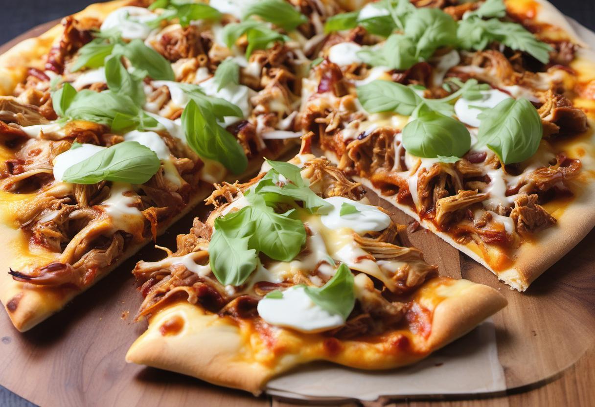 Image showing the final output answering the question: How do I bake a BBQ Pulled Pork Pizza.