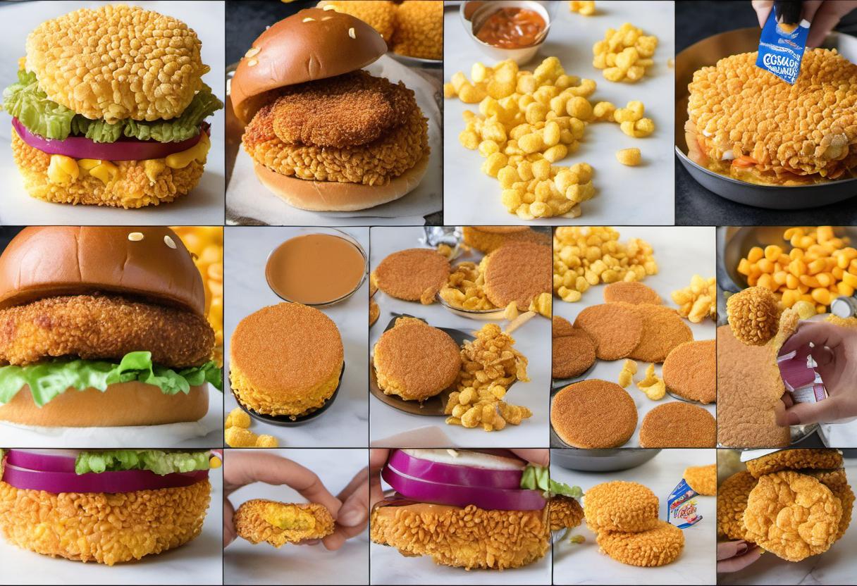Image showing the final output answering the question: How do I cook Capn Crunch Coated Chicken Burger.