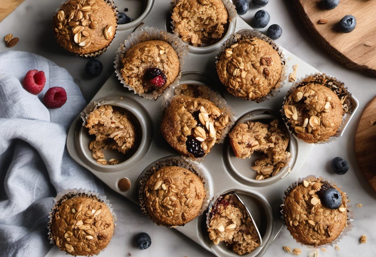 Image showing the final output answering the question: How do I bake Grain-Free Granola muffins.