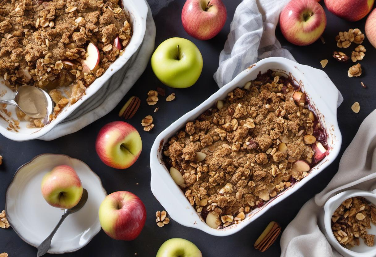 Image showing the final output answering the question: How do I create a mouthwatering Grain-Free Granola Apple Crisp.