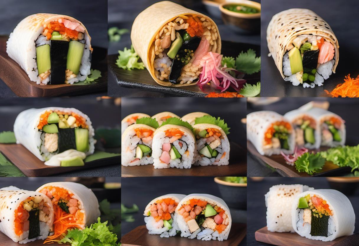 Image showing the final output answering the question: How do I make sushi burritos.