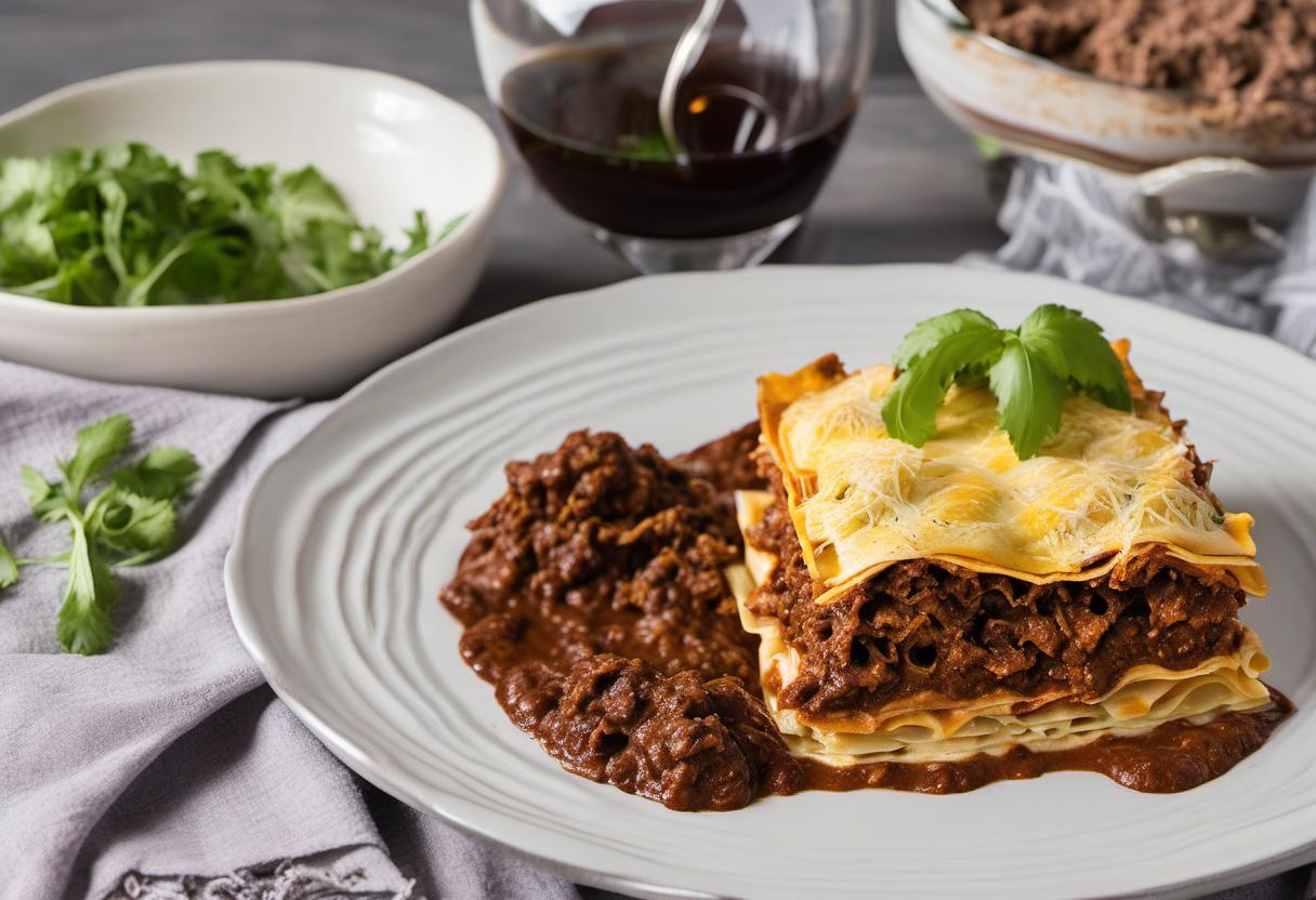 Image showing the final output answering the question: How do I make mole lasagna.