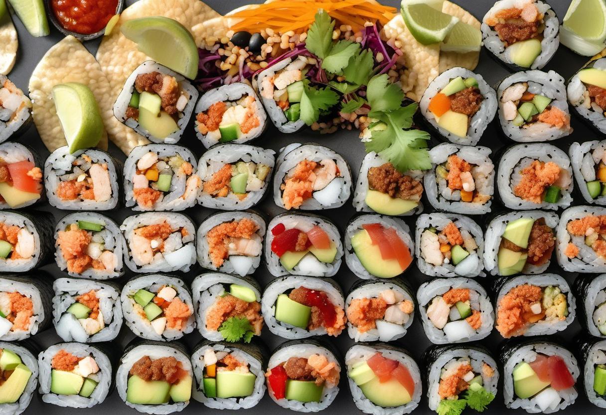 Image showing the final output answering the question: How do I cook Tex-Mex sushi rolls.