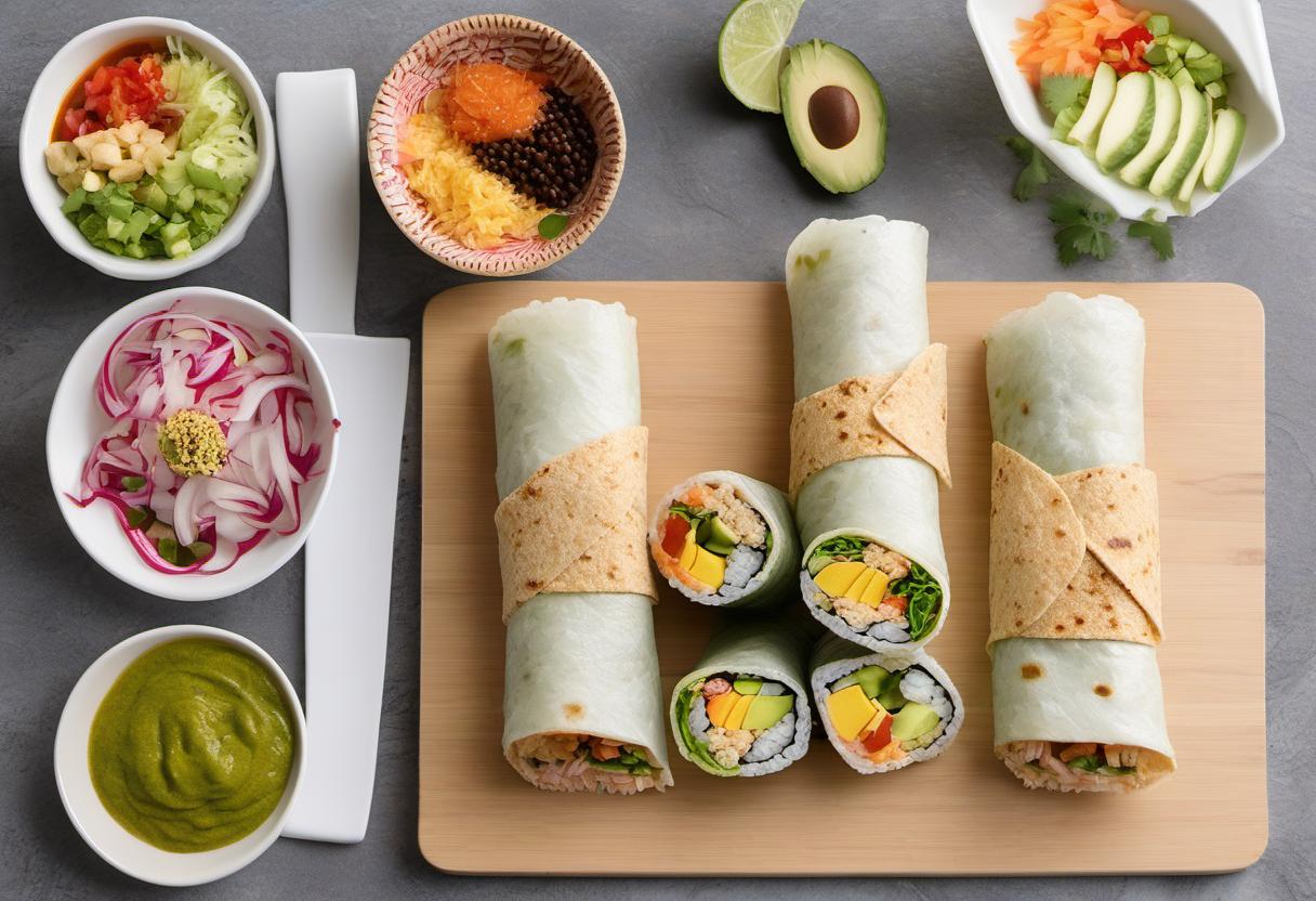 Image showing the final output answering the question: How do I prepare a Mexican sushi burrito.