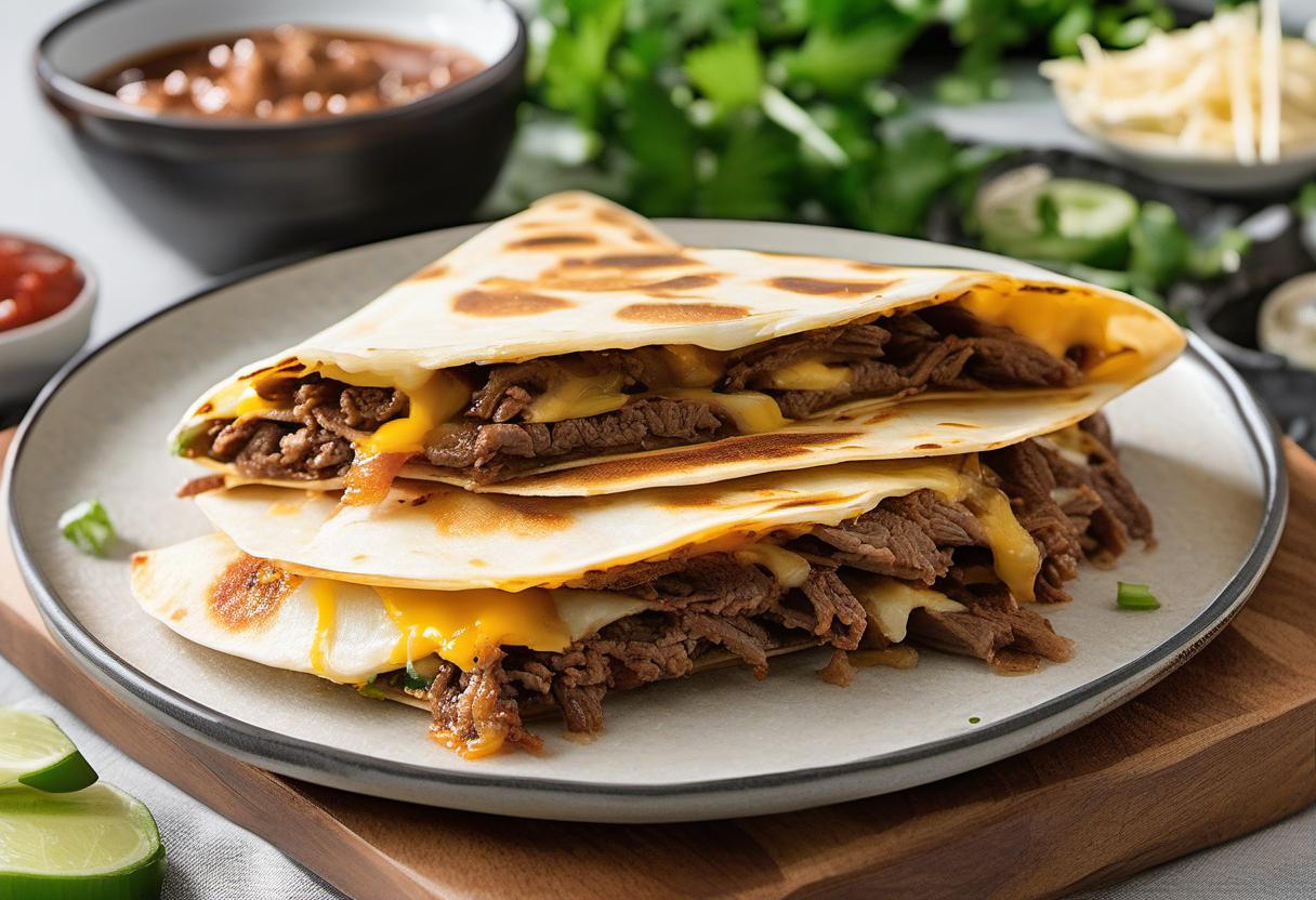 Image showing the final output answering the question: How do I cook Korean bulgogi quesadillas.