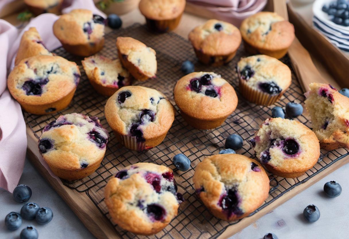 Image showing the final output answering the question: How do I bake delicious blueberry muffins.