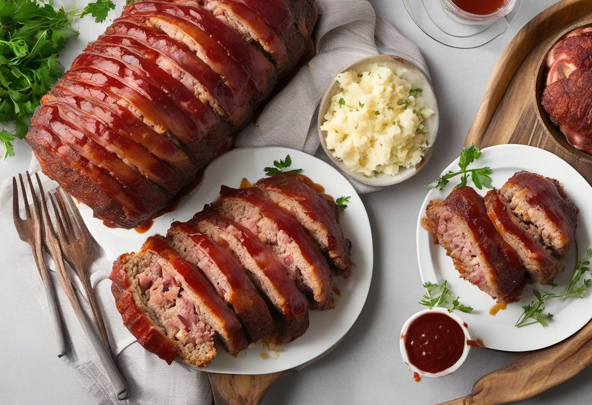 Image showing the final output answering the question: How do I make bacon-wrapped meatloaf.