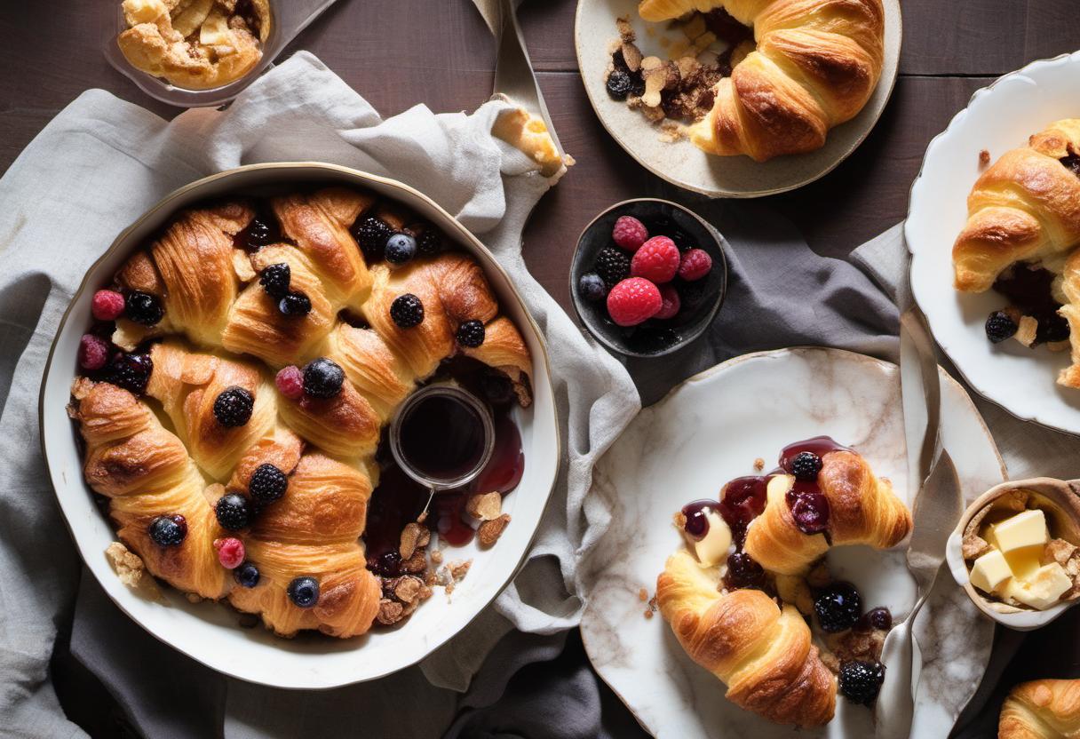 Image showing the final output answering the question: How do I make French croissant bread pudding.