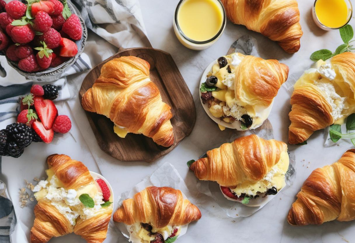 Image showing the final output answering the question: How do I make French croissant breakfast sandwiches.