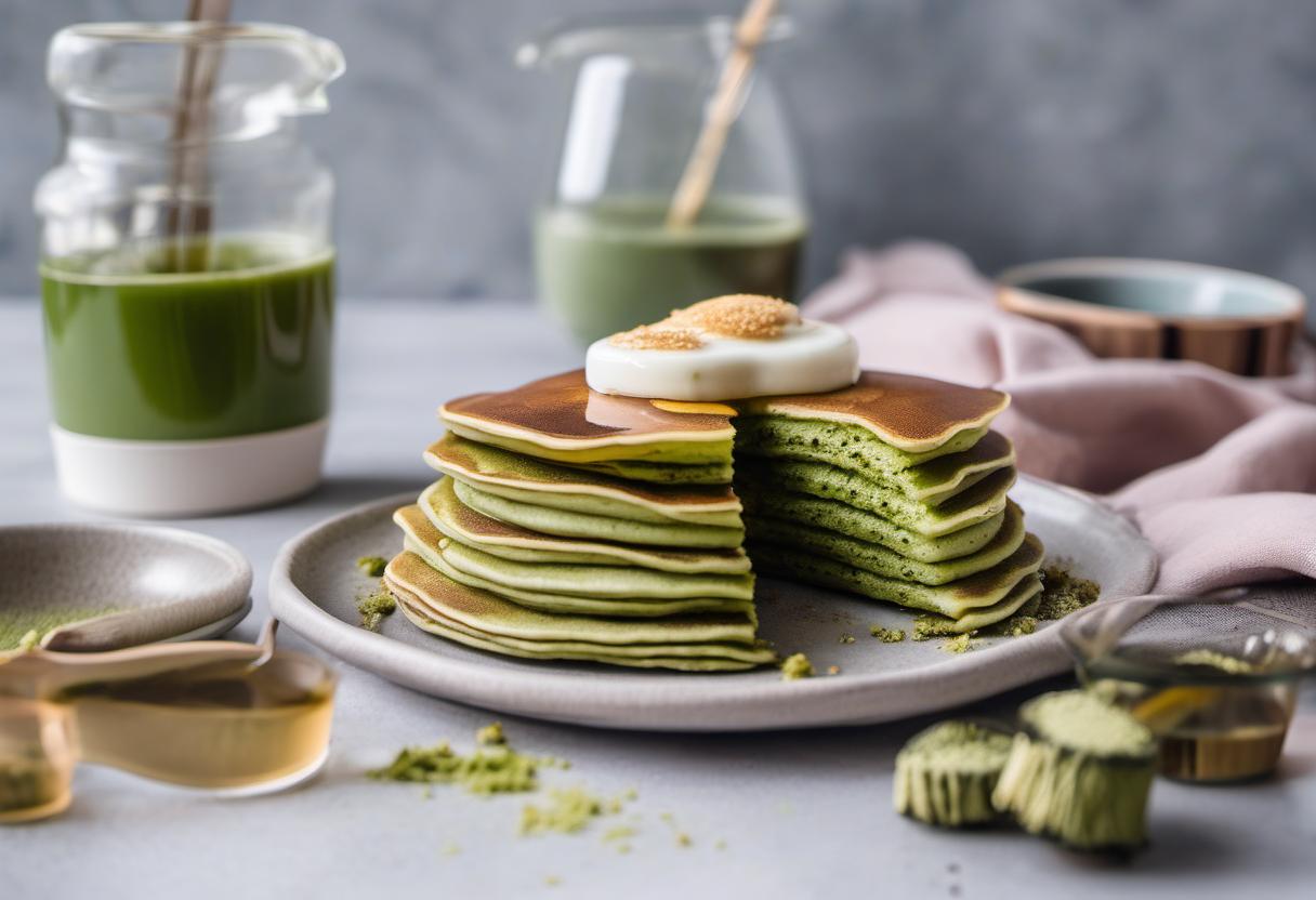 Image showing the final output answering the question: How do I make Matcha Pancakes.