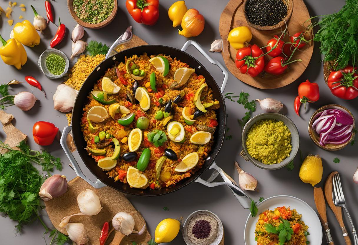 Image showing the final output answering the question: How do I make a vegan version of Spanish Paella.