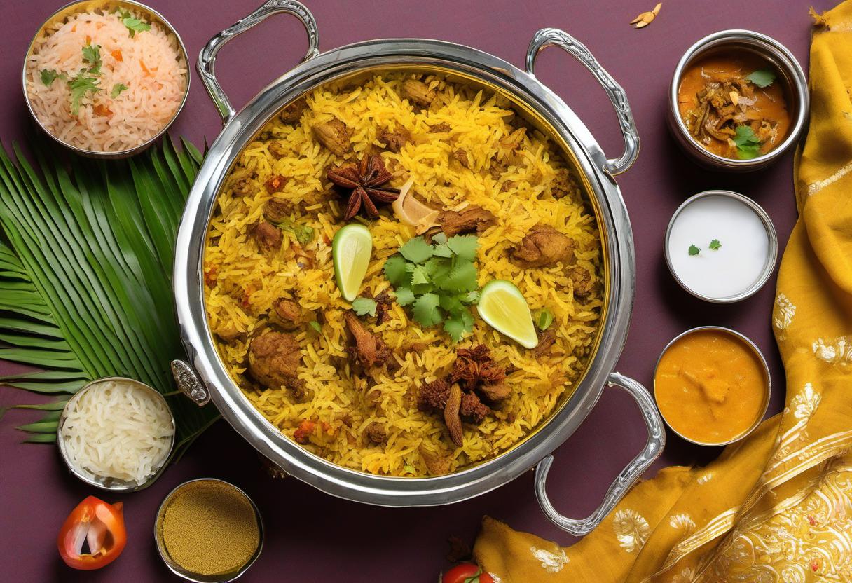 Image showing the final output answering the question: How do I prepare fragrant Indian Biryani for my Thali.