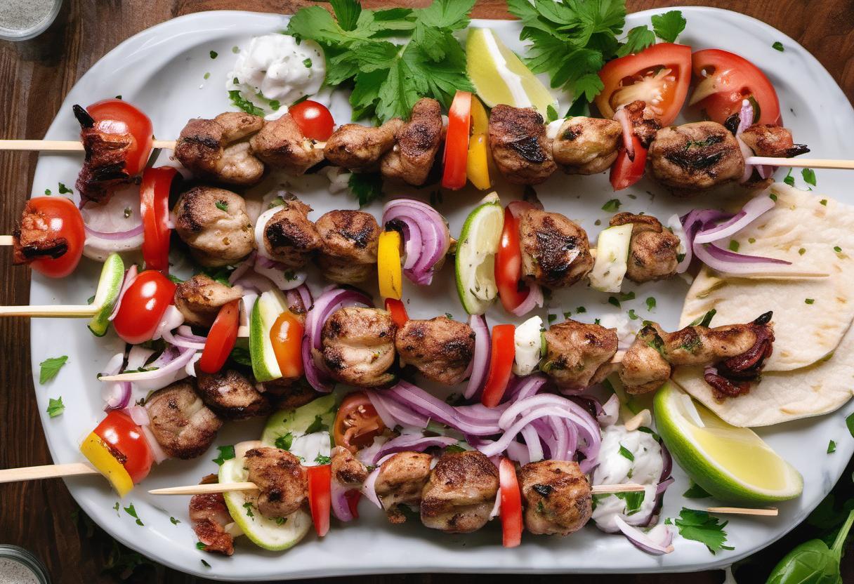 Image showing the final output answering the question: How do I make Greek Souvlaki skewers.