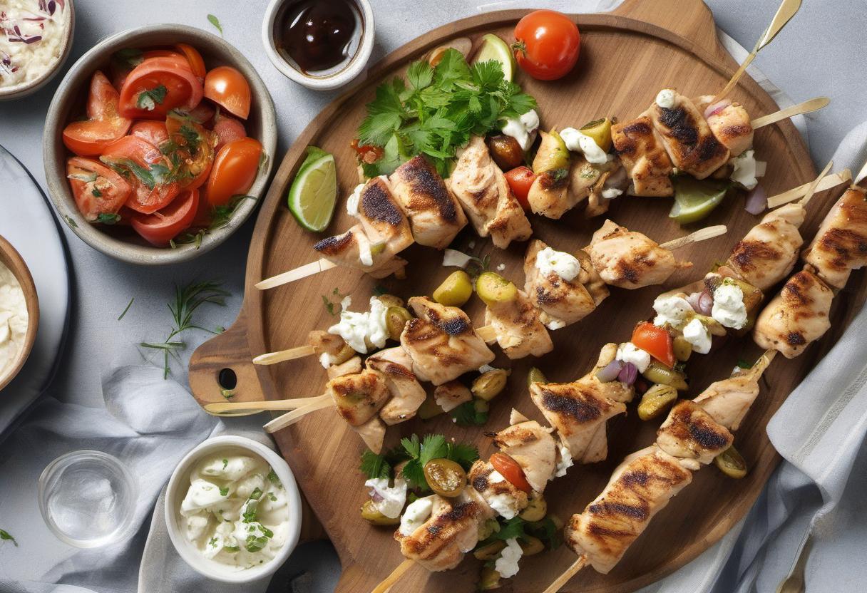 Image showing the final output answering the question: How do I make Greek Souvlaki with chicken.