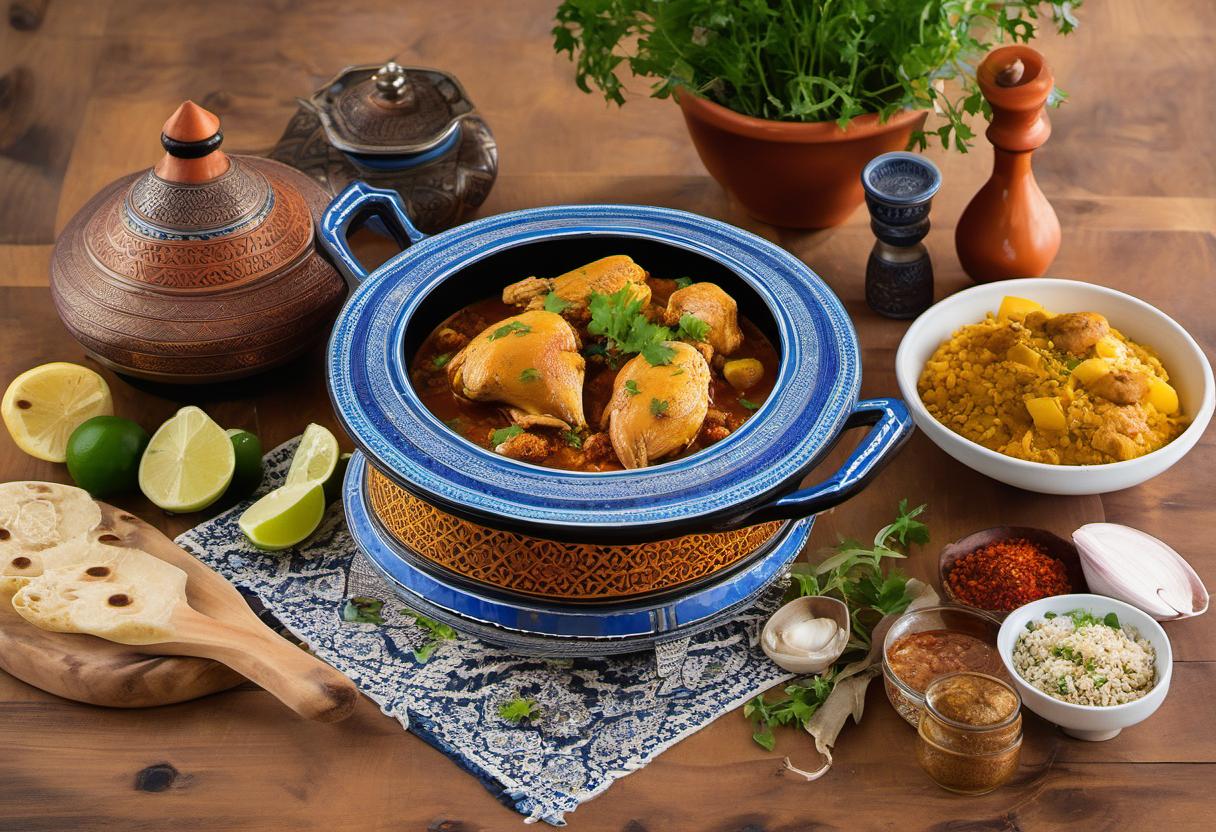 Image showing the final output answering the question: How do I cook a Moroccan Tagine with chicken.