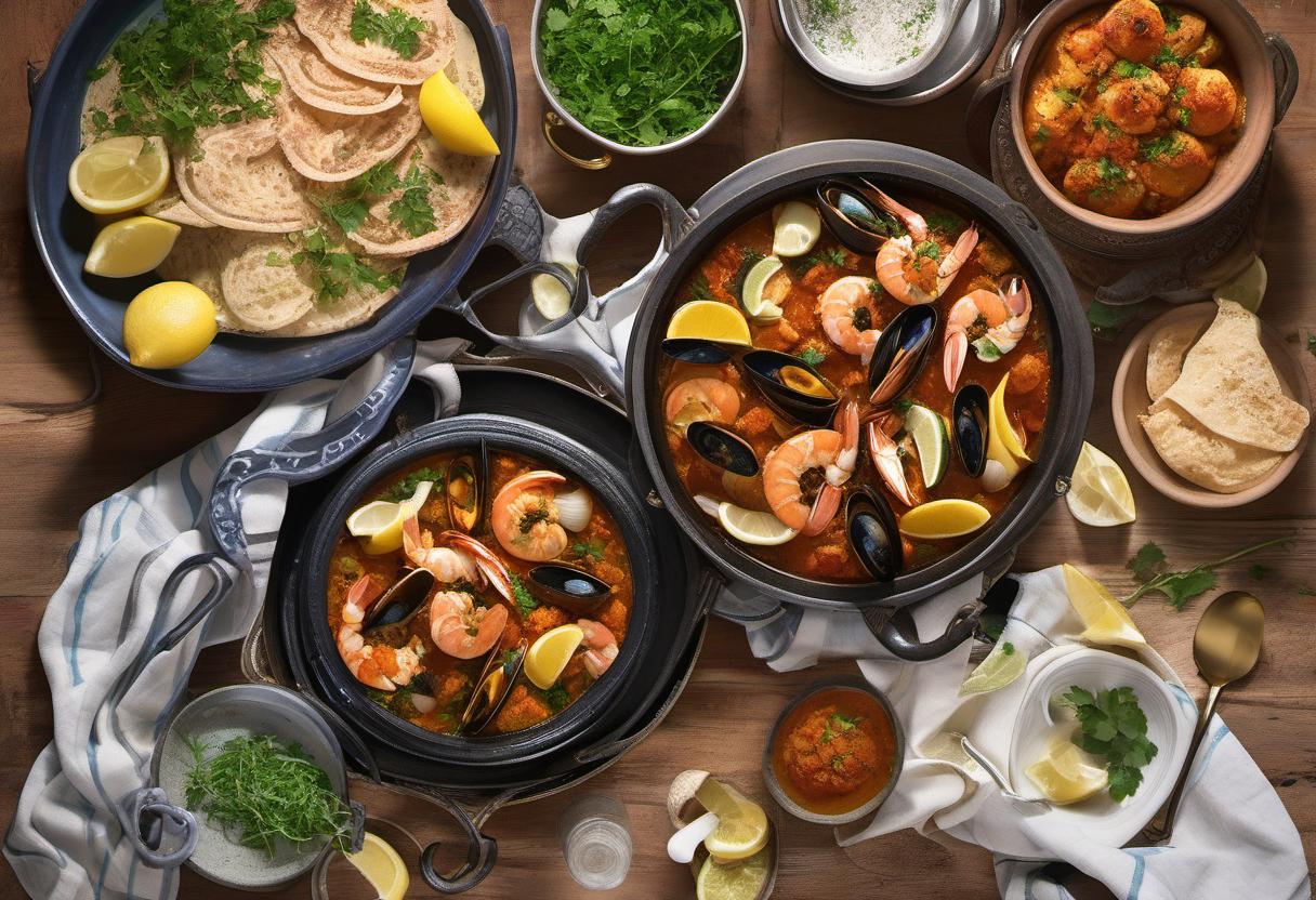 Image showing the final output answering the question: How do I prepare a seafood Moroccan Tagine.
