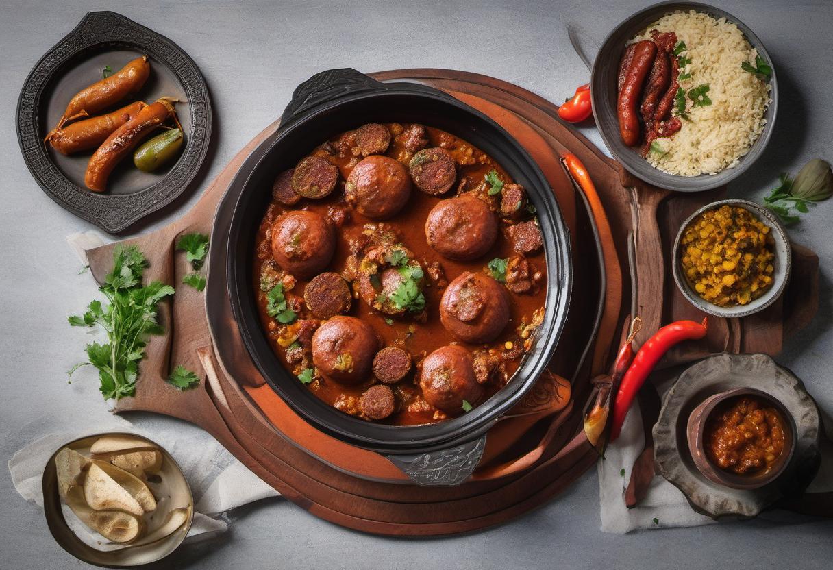 Image showing the final output answering the question: How do I make a Moroccan Tagine with merguez sausage.