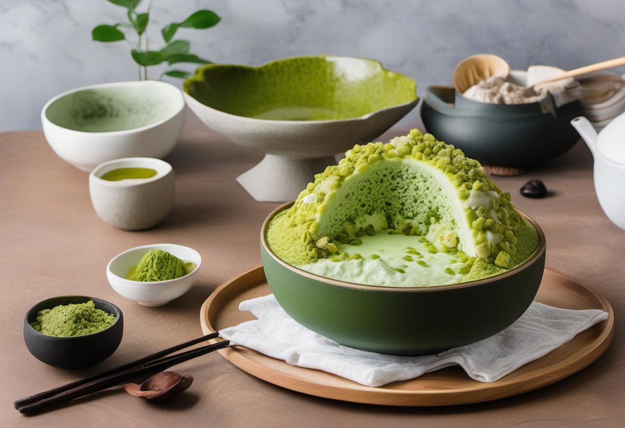 Image showing the final output answering the question: How do I whip up a matcha Green Tea Bingsu.