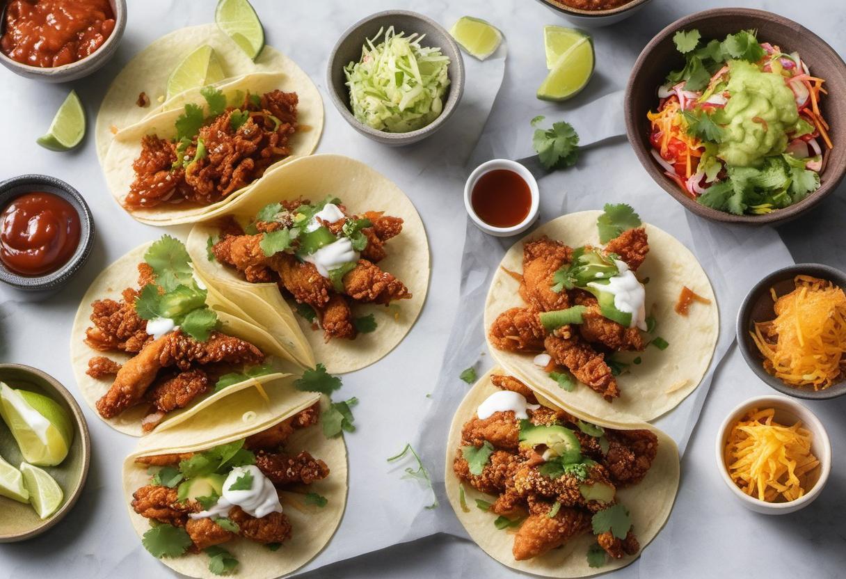 Image showing the final output answering the question: How do I make crispy Korean fried chicken tacos.