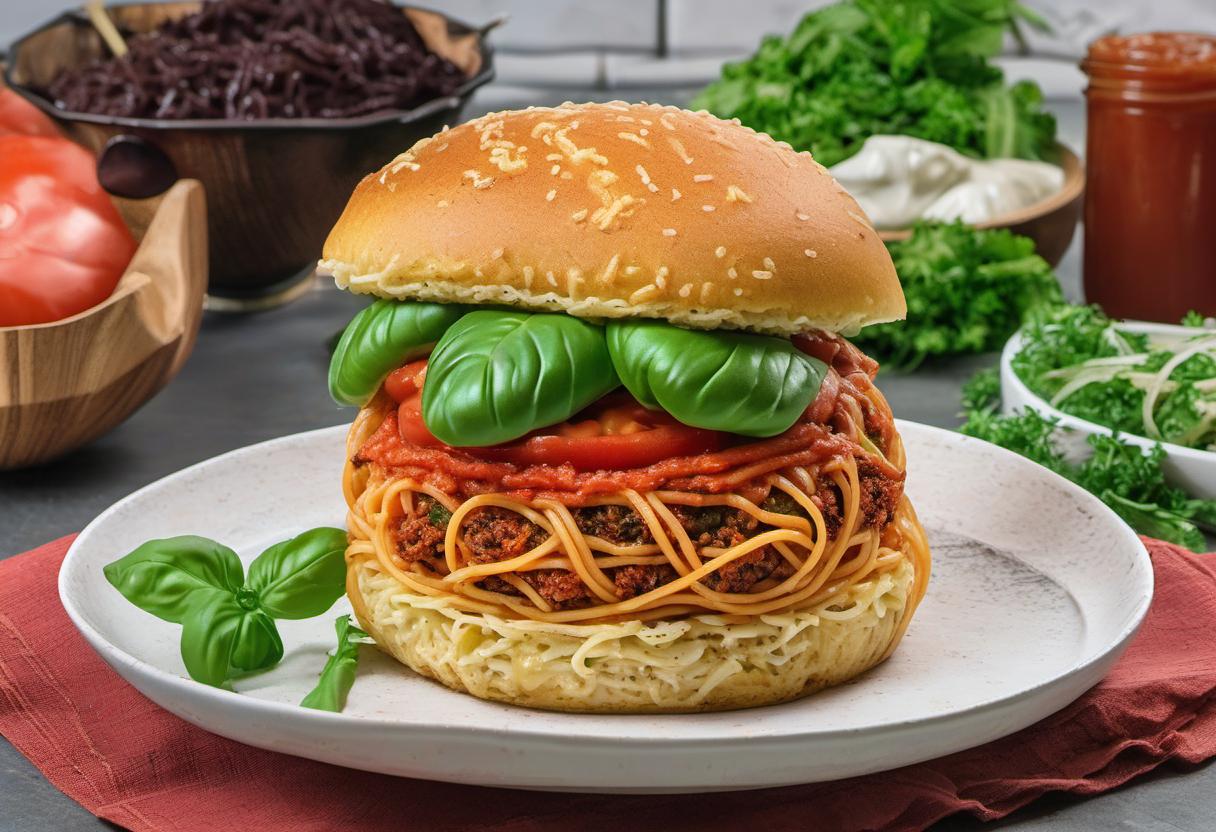 Image showing the final output answering the question: How do I make a vegetarian Spaghetti Burger.
