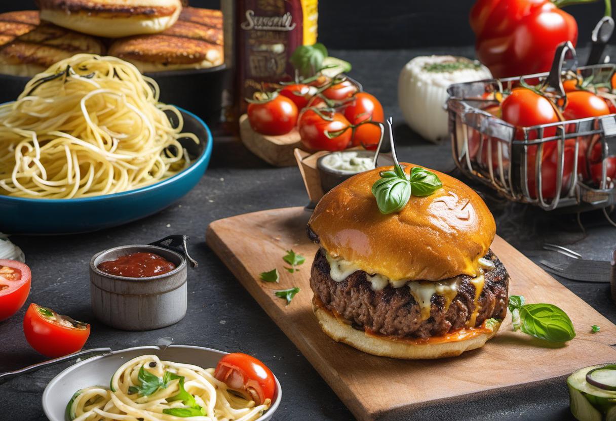 Image showing the final output answering the question: How do I grill a Spaghetti Burger.
