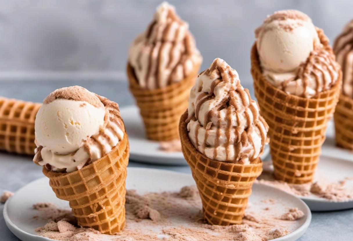 Image showing the final output answering the question: How do I make a churro ice cream cone.