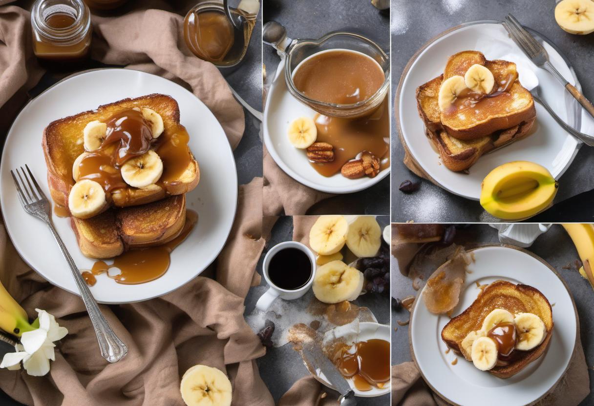 Image showing the final output answering the question: How do I prepare a banana and caramel stuffed French Toast.